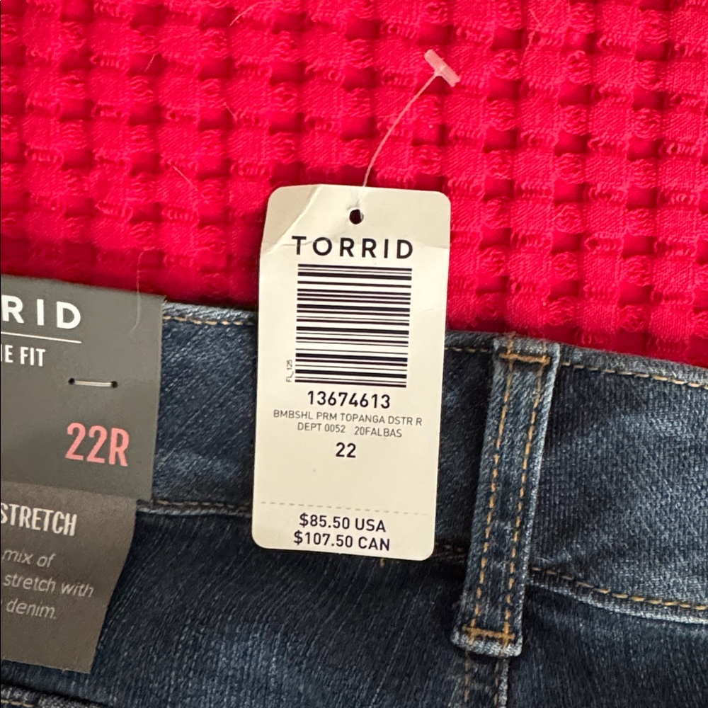 Torrid Dark Blue Distressed Bombshell Skinny Jean… - image 5